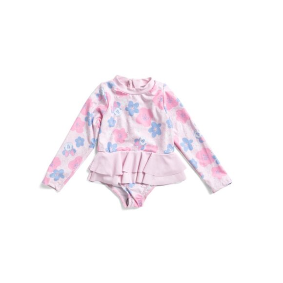 MINNIE MOUSE Pink Multi Toddler Girls Long Sleeve Rashguard One-piece Swimsuit